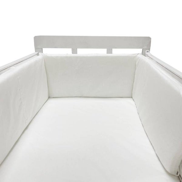 Bedomrander 180x30cm - Baby Bedbumper Ledikant - Katoen - Effen wit
