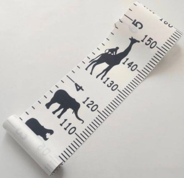 Canvas groeimeter - meetlint - zwart dieren