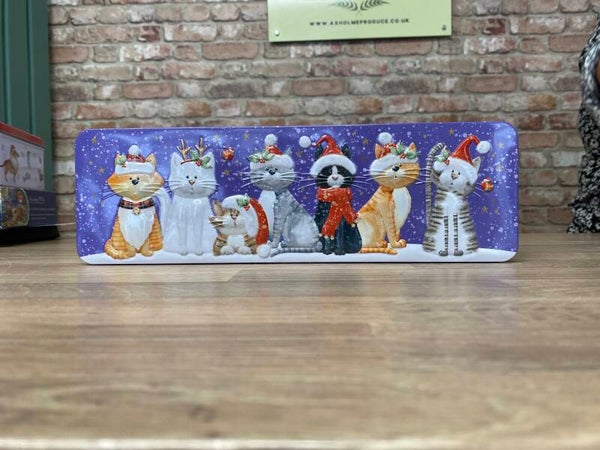 Farmhouse Biscuits Embossed Christmas Cat Tin