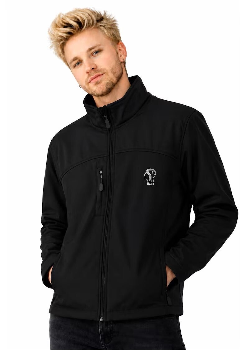 Chaqueta Softshell Negra Unisex EH – Empire by Halina® | Cortaviento Premium | Diseño Minimalista Urbano