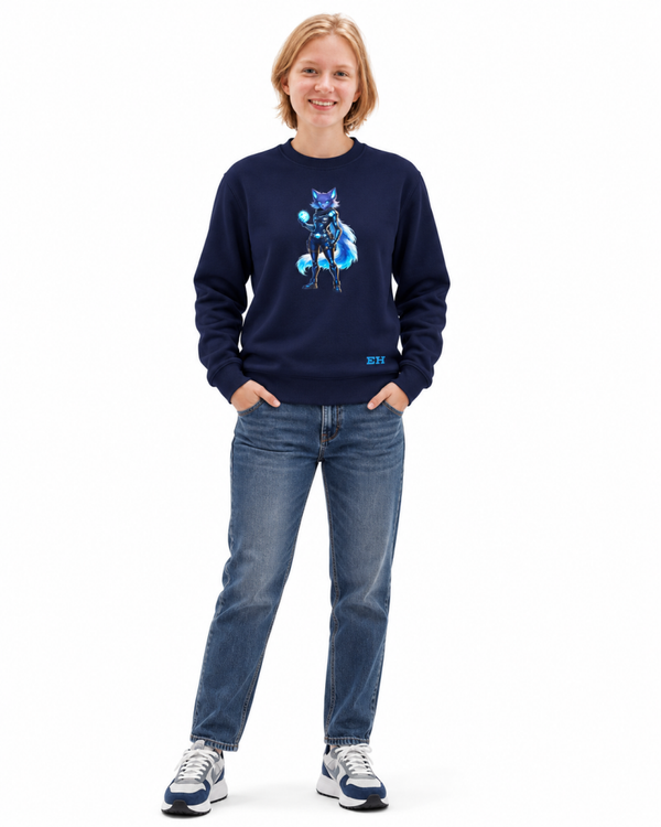 Sudadera Azul Marino para Mujer – Gata Guardiana del Hielo | Empire by Halina®