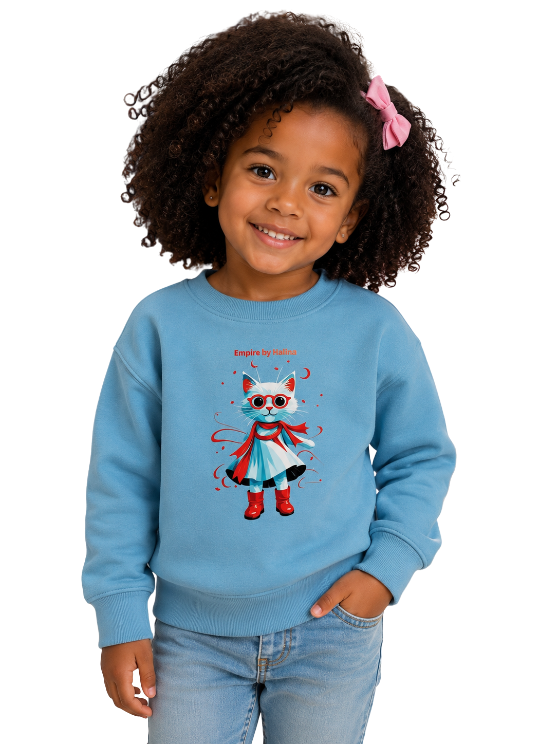 Sudadera infantil azul cielo de Gatita Fashion con Gafas