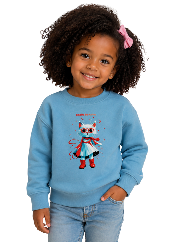 Sudadera infantil azul cielo de Gatita Fashion con Gafas