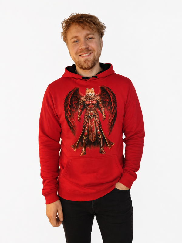 Sudadera con capucha para hombre roja con interior negro | Zorro Ángel Guerrero | Empire by Halina®