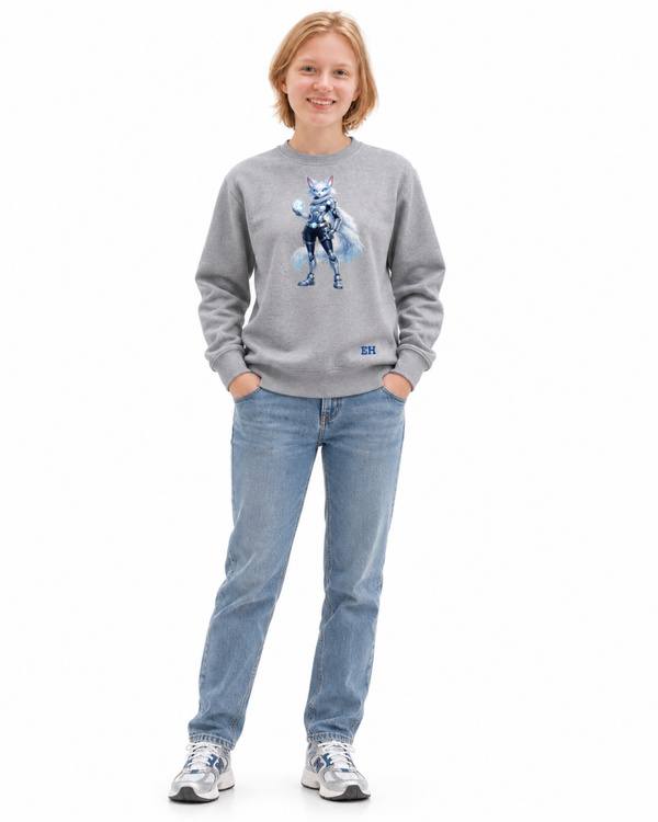 Sudadera Gris para Mujer – Gata Guardiana del Hielo | Empire by Halina®