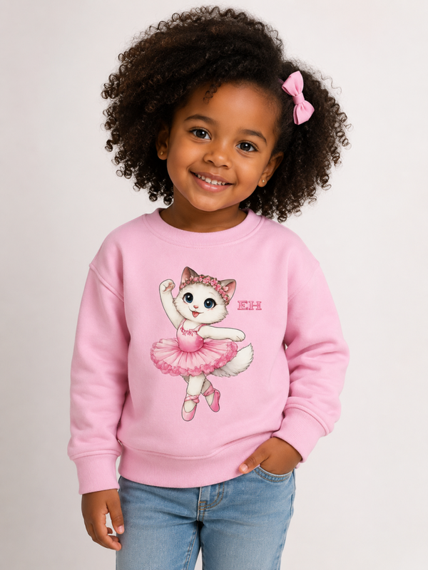 Sudadera infantil rosa Gatita Bailarina