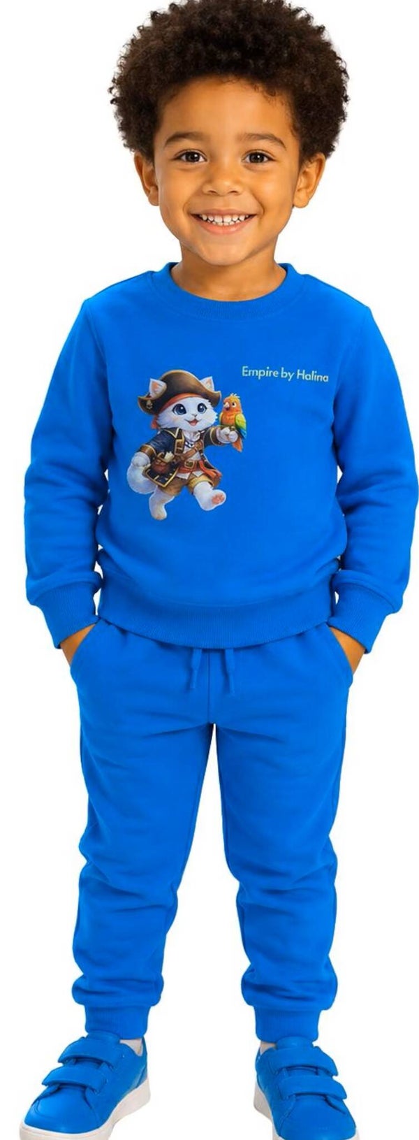 Sudadera para Niño de Gatito Pirata – Cuello Redondo Azul – Regalo Original de Moda Infantil