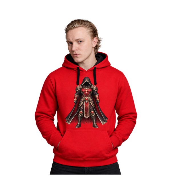 Sudadera Roja con Capucha para Hombre – Diseño Guerrero Encapuchado | Empire by Halina®
