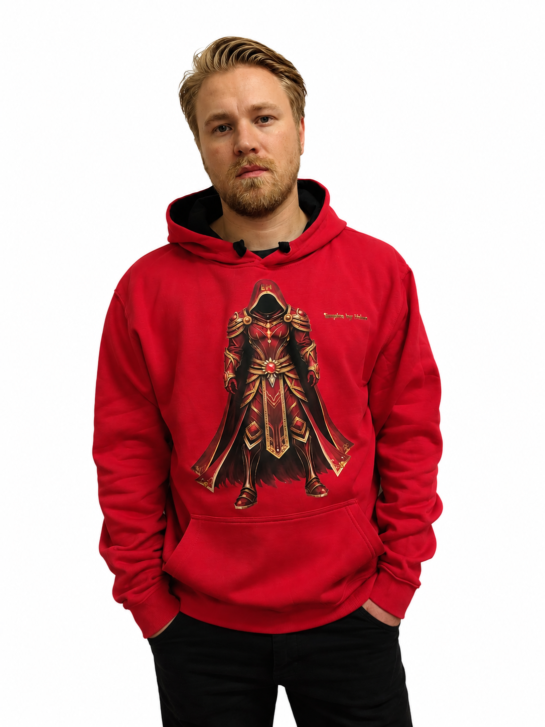Sudadera roja con capucha para hombre | Guerrero Encapuchado | Empire by Halina®