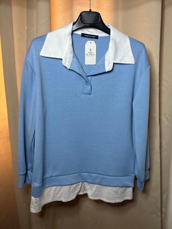 SUDADERA CAMISA CELESTE