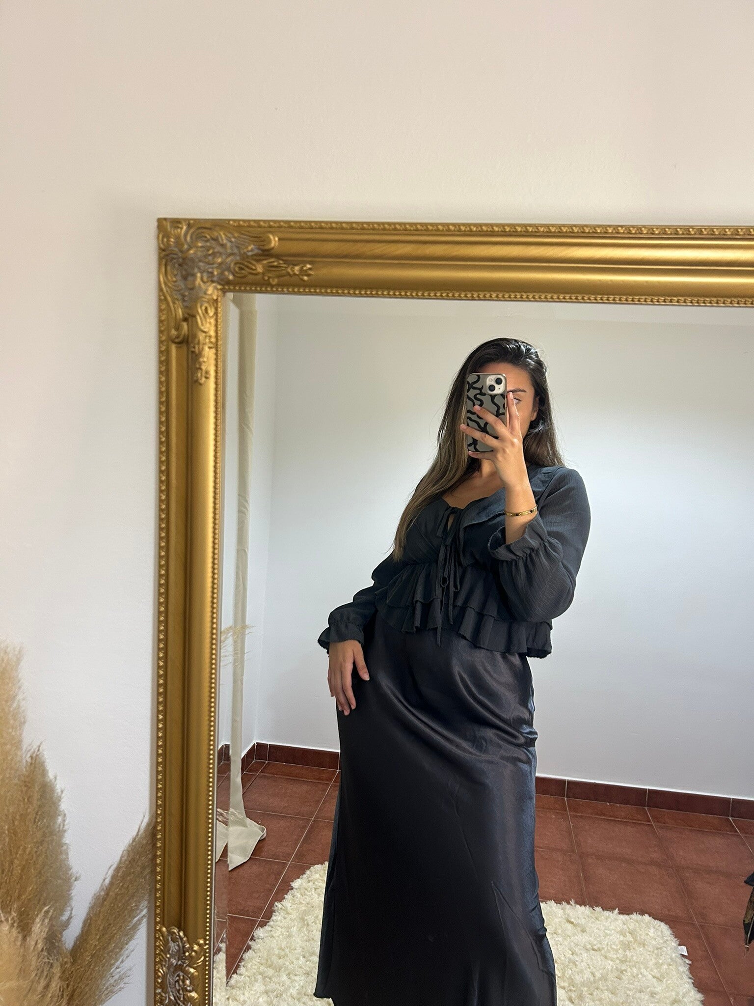 CAMISA VOLANTES GRIS