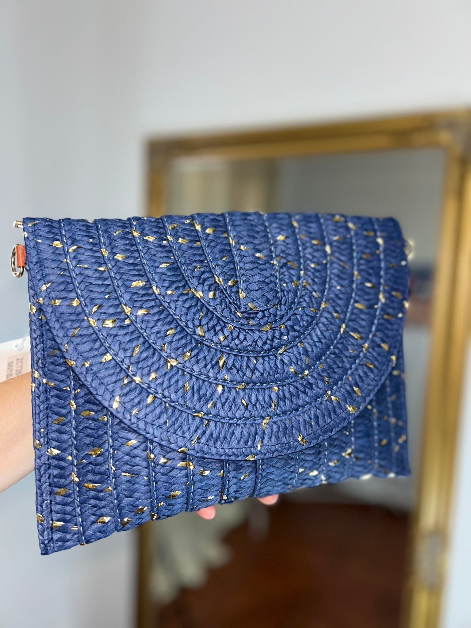 BOLSO DE MANO AZUL / BRILLOS