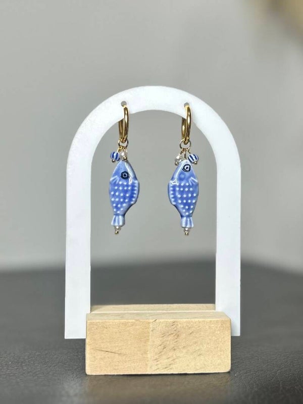 PENDIENTES PEZ AZUL