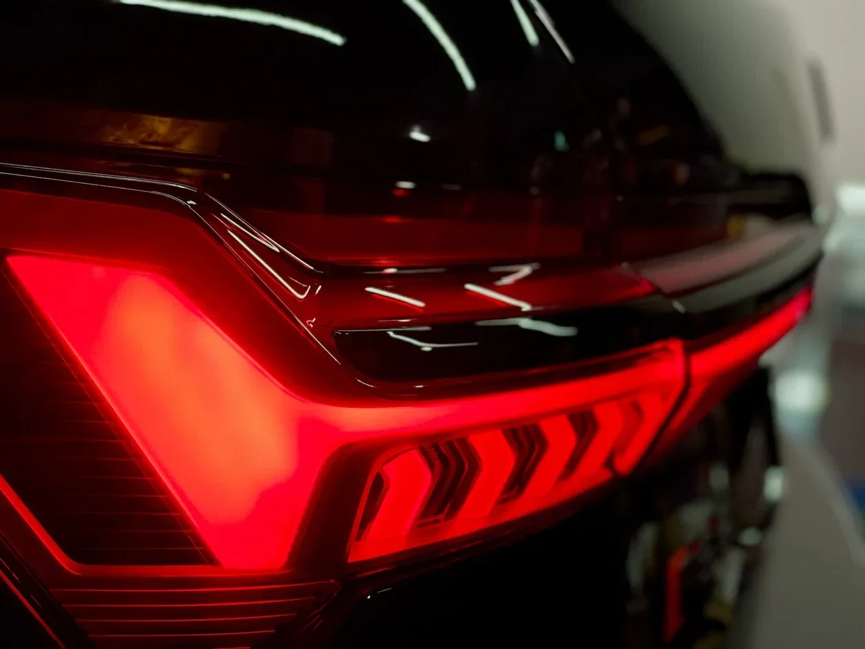 A red mustand rear waxed and polished