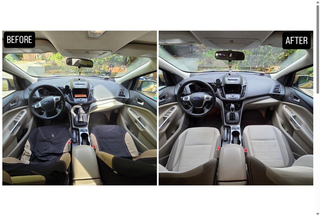 Ford with tan interior before and after