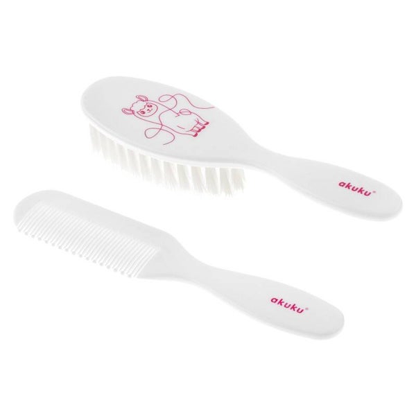 Brosse + peigne lama rose
