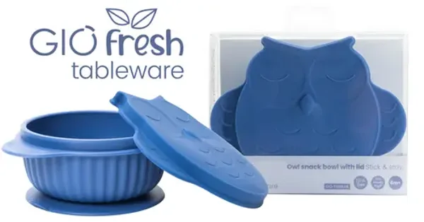 InnoGIO Bol pour le repas "hibou" avec couvercle BLEU