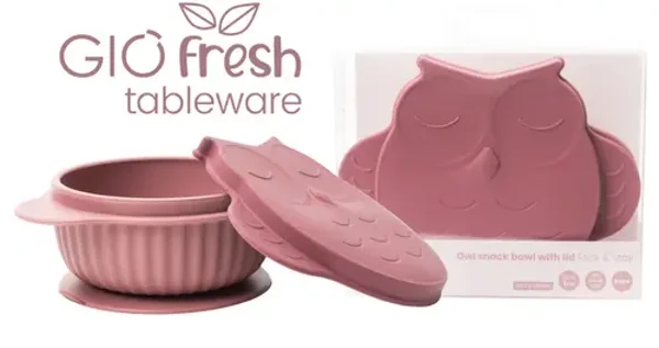 InnoGIO Bol pour le repas "hibou" avec couvercle ROSE