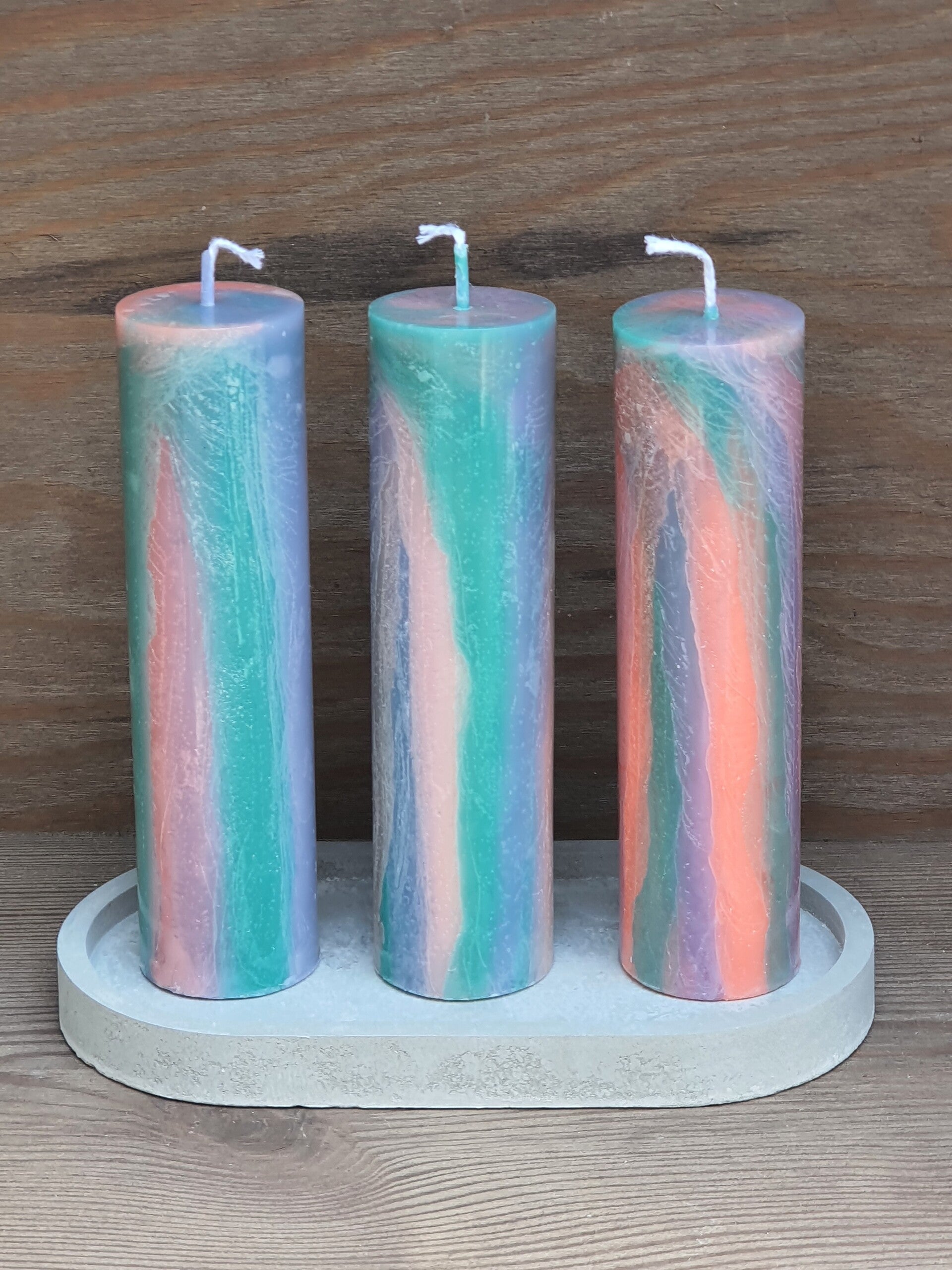 Gladde kaars Vierkleur set - Streep