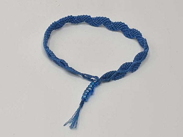 Blauw blad armband - micro macramé