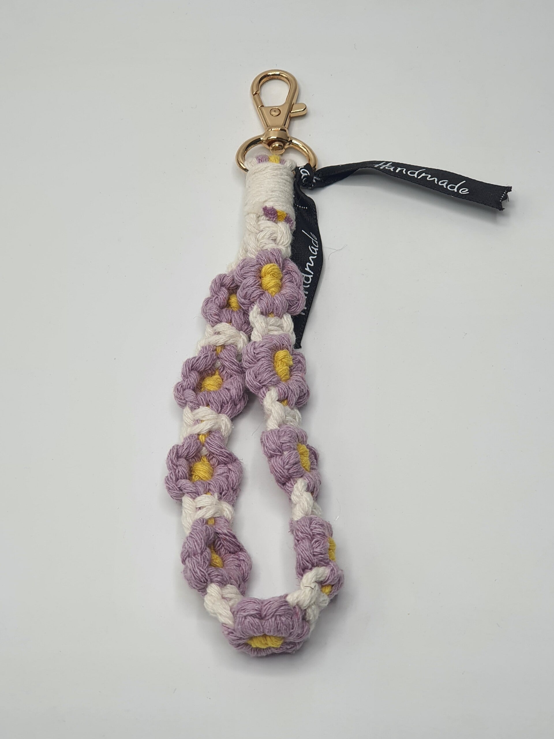 Bloemen sleutelhanger/tassenhanger macramé