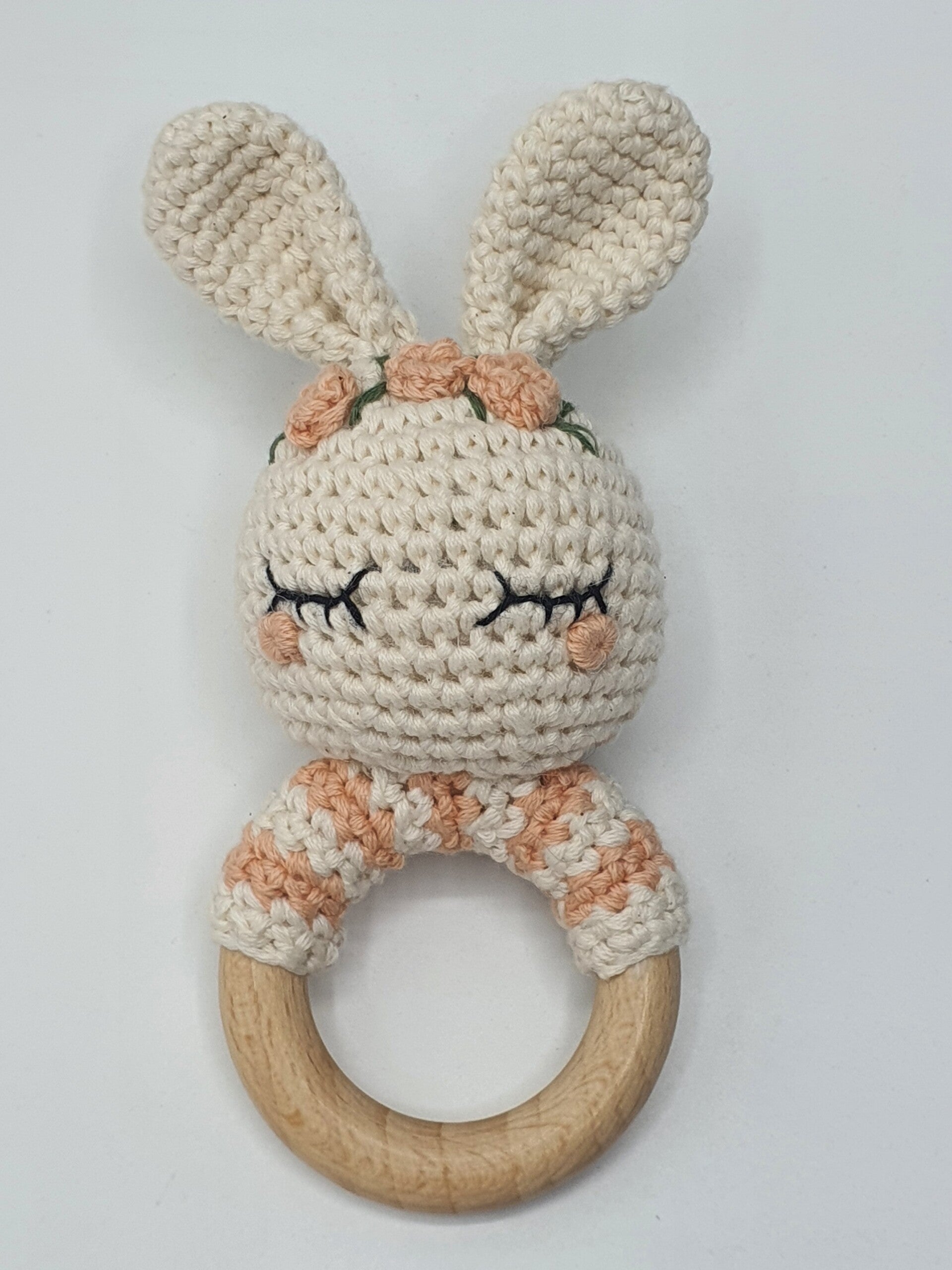 Konijntje Roosje Perzik baby rammelaar