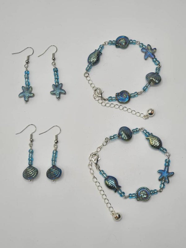Zeeleven - set: armband & oorbellen