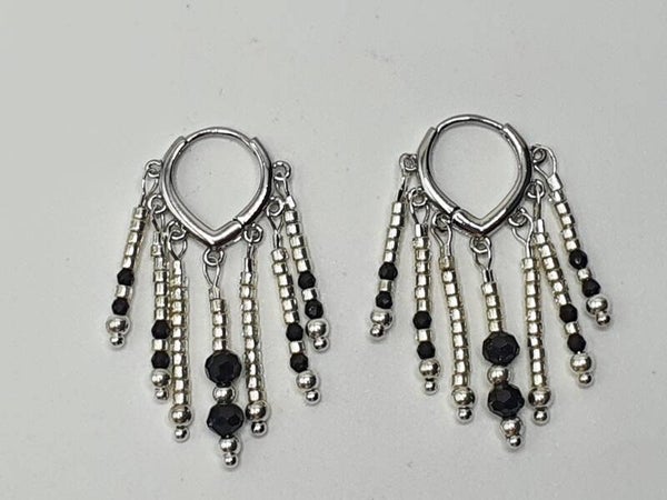 Boho Chic Zwart/Zilver oorbellen