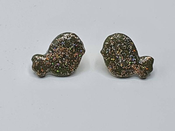 Glitter vogel oorbellen
