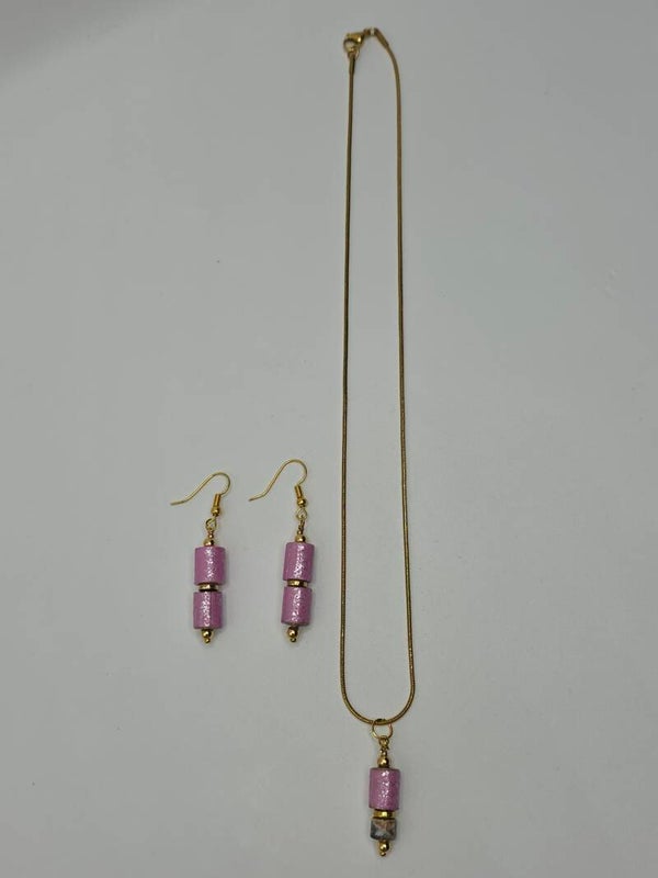 Buisje - set: hanger/ketting + oorbellen