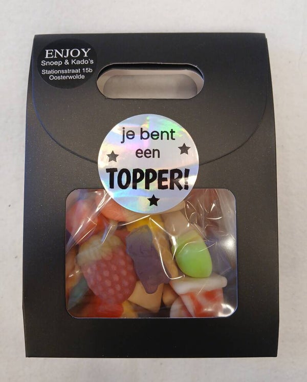 Snoep tasje "je bent een topper"