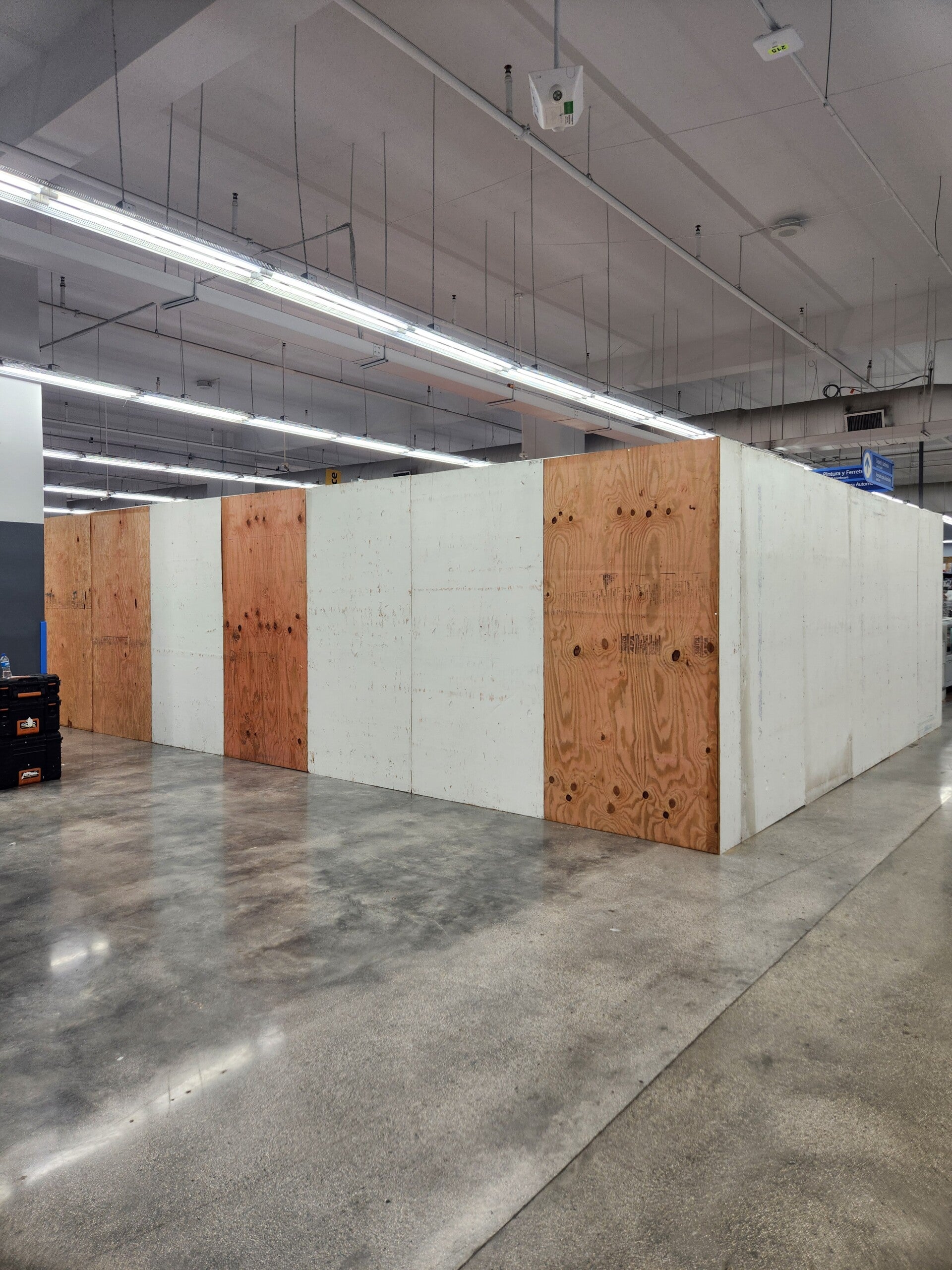 Commercial interior partition and wall buildout in progress