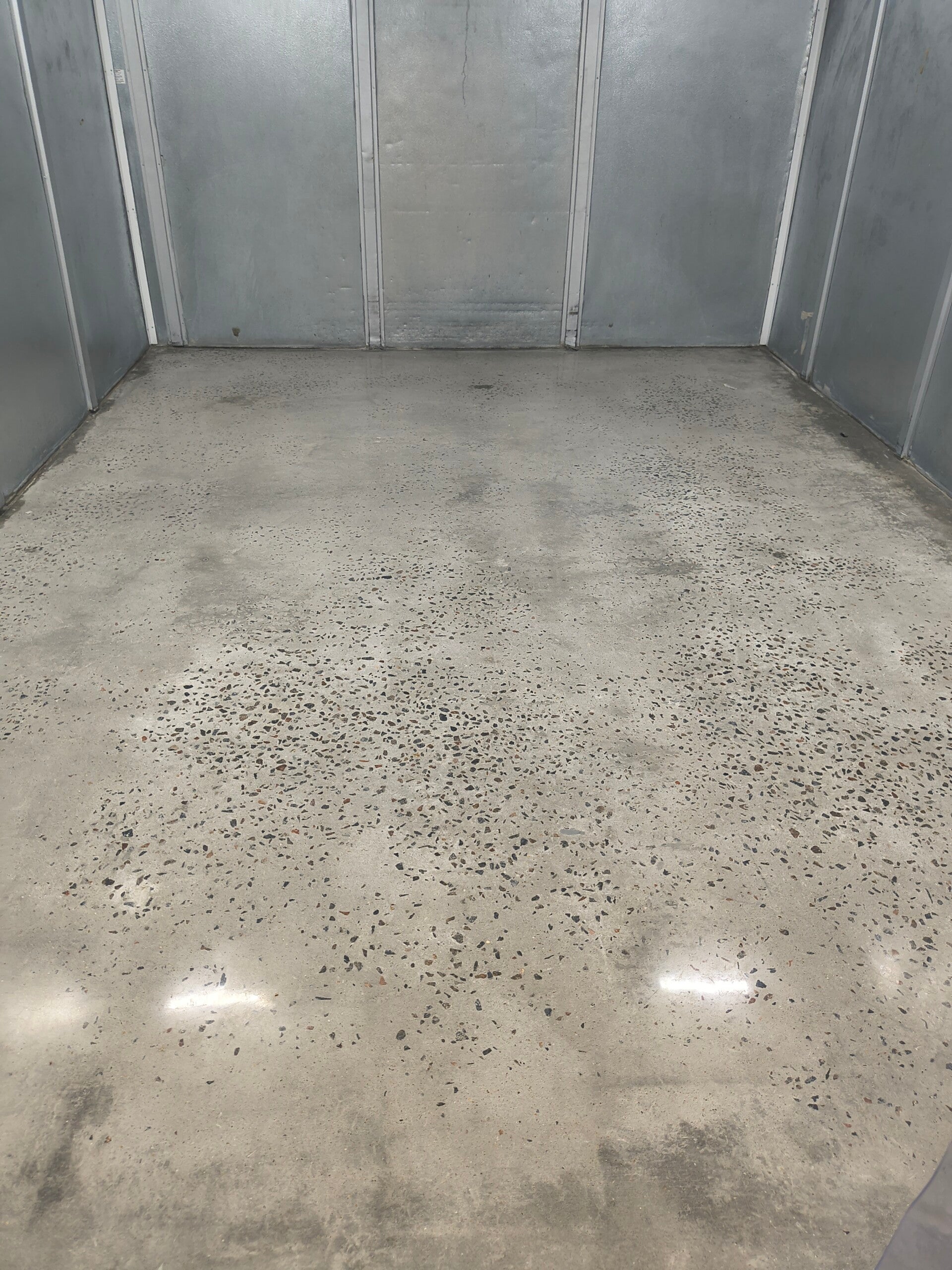 Close-up of a polished commercial concrete floor
