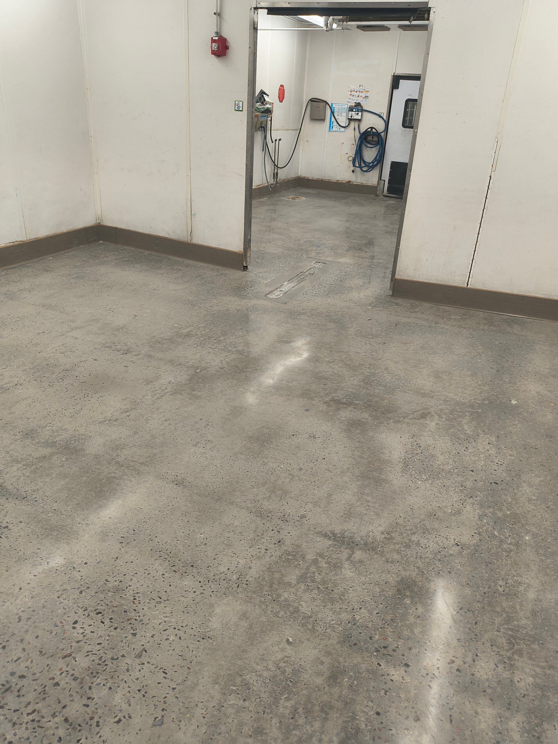 Polished commercial concrete floor after surface finishing