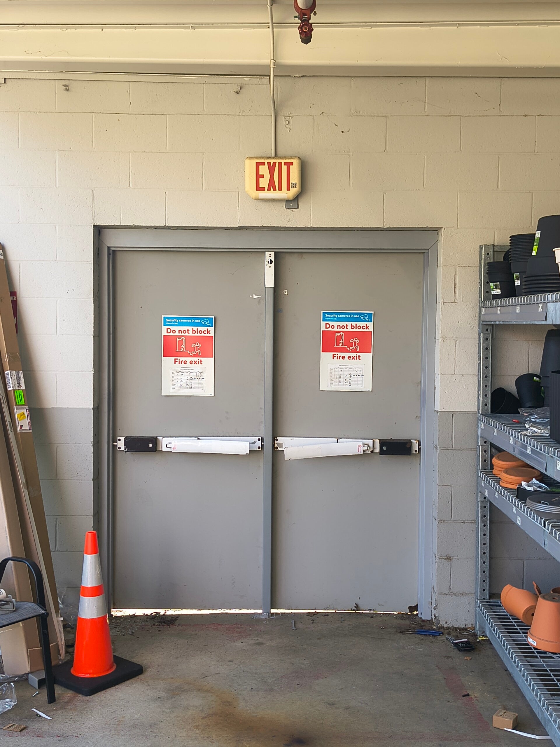 Installed commercial fire-exit double doors