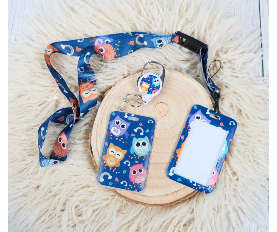 Karten-Hülle für Bus- oder Essenskarte - EULE DUNKELBLAU