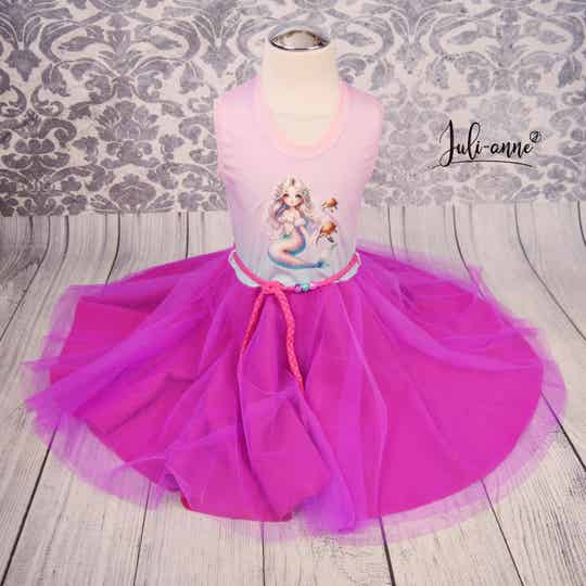Drehkleid - Mermaid Cutie Schildkröten Flieder Pink Tüll