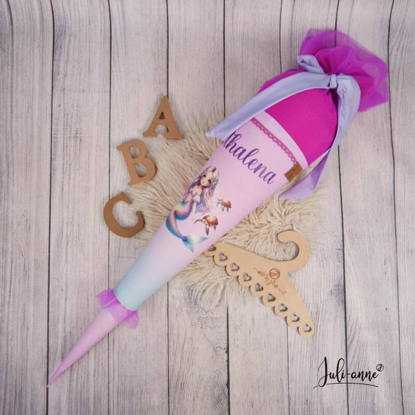 Schultüte Mermaid Cutie Flieder Pink Tüll  70cm / 85cm  / Geschwister