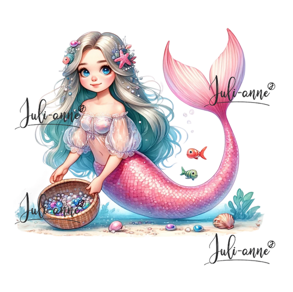 Bügelbild MERMAID CUTIE 8 Perlenkorb