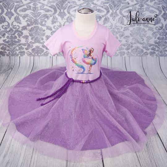 Drehkleid - Schmetterlings Ballerina Flieder Glitzer Tüll