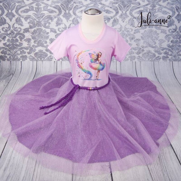 Drehkleid - Schmetterlings Ballerina Flieder Glitzer Tüll