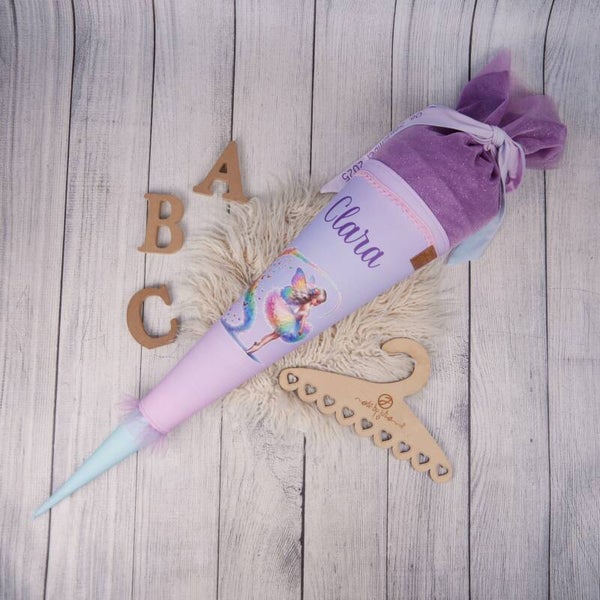 Schultüte Schmetterlings Ballerina Flieder Glitzer Tüll 70cm / 85cm / Geschwister