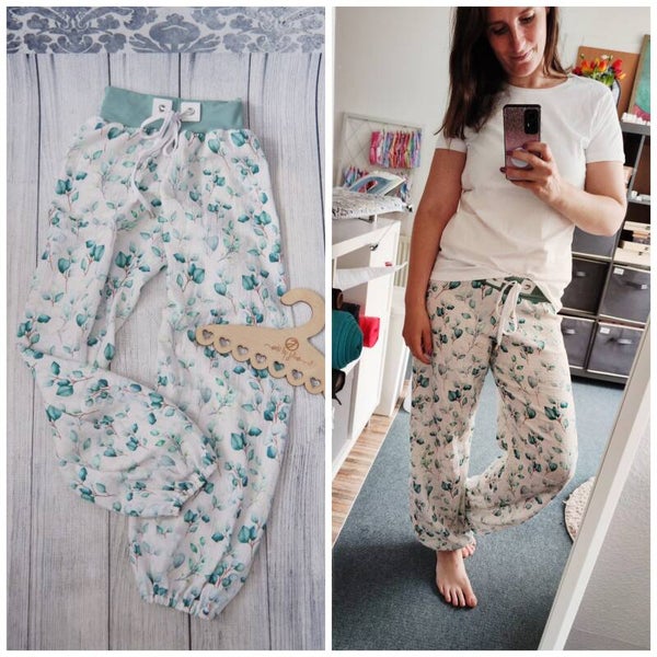 DAMEN Pumphose Musselin Eukalyptus Mint