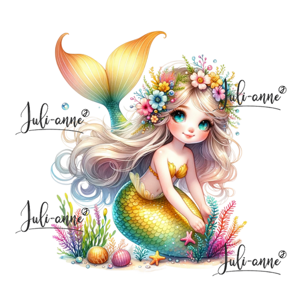 Bügelbild MERMAID CUTIE 10 gelb grün