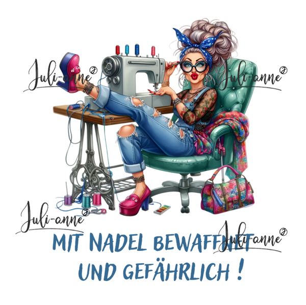 Bügelbild SEWING SISTERS - mit Nadel bewaffnet und gefährlich