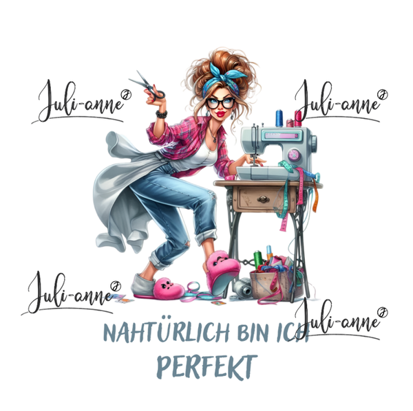 Bügelbild SEWING SISTERS - Nahtürlich bin ich perfekt