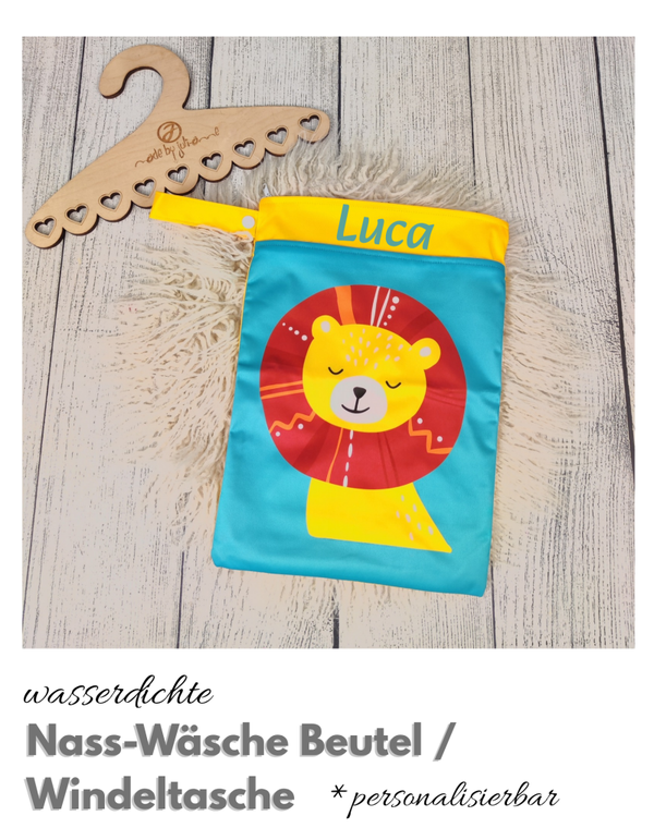 Deine personalisierte Wet-Bag - praktisch und bunt (Löwe)
