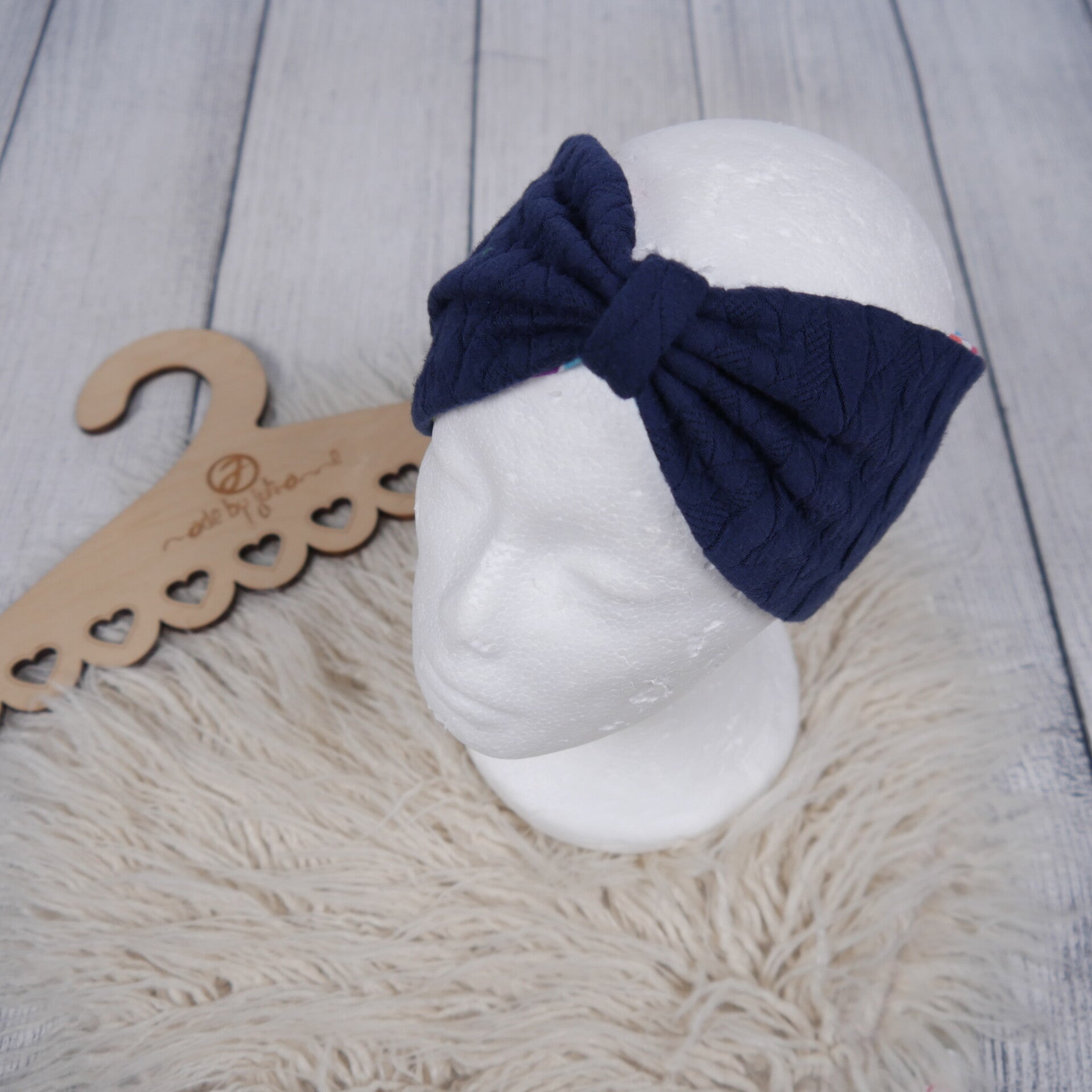 KU 48-52 Stirnband Knoten  - Zopfstrick Dunkelblau