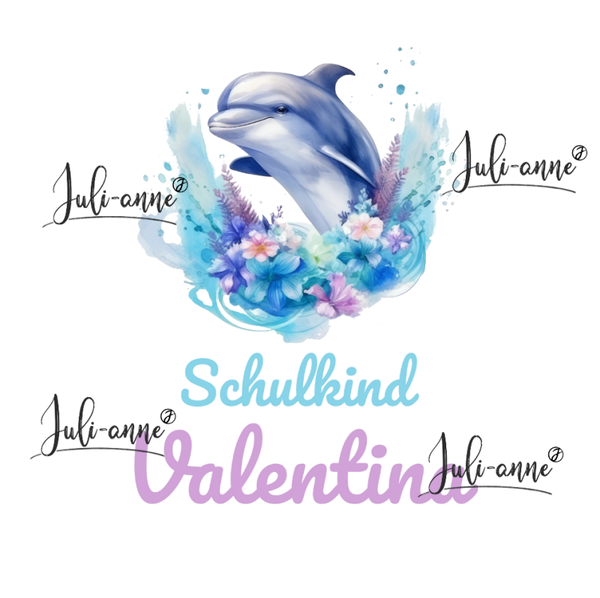 Bügelbild Schulkind AQUA DELFIN 1  Name