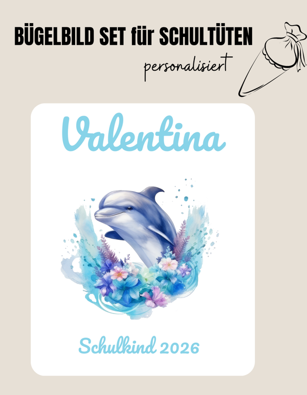 Set für Schultüte *personalisiert* AQUA DELFIN 1